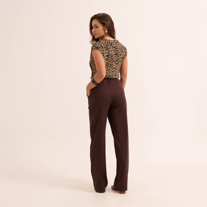 Calça Linho com Elastano com Elástico nas Costas
